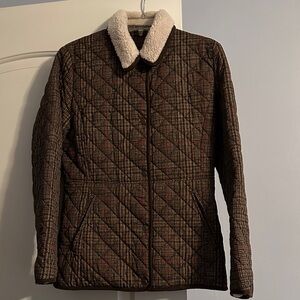 Ralph Lauren Brown Quilted Jacket with Cream Collar